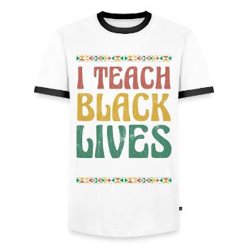 J’enseigne la vie des Noirs et ils sont importants pour - T-shirt contrasté Homme - blanc/noir - Devant - AI Model Female 172 light (172cm) & AI Model Male 178 dark (178cm)