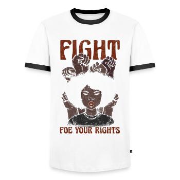Fight Your Rights For Pride African Americans - Men's Ringer Shirt - white/black - Front - AI Model Female 172 light (172cm) & AI Model Male 178 dark (178cm)