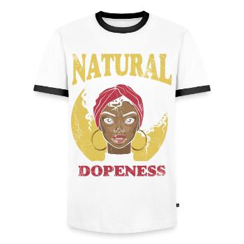 Natural Stupidity For Proud African Americans - Men's Ringer Shirt - white/black - Front - AI Model Female 172 light (172cm) & AI Model Male 178 dark (178cm)
