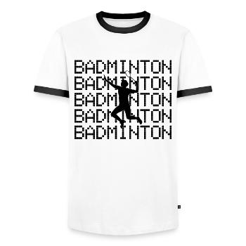 badminton - Männer Kontrast-T-Shirt - Weiß/Schwarz - Vorne - AI Model Female 172 light (172cm) & AI Model Male 178 dark (178cm)