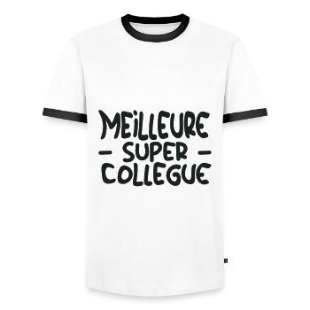 Meilleur Super Collègue De L'Entreprise - T-shirt contrasté Homme - blanc/noir - Devant - AI Model Female 172 light (172cm) & AI Model Male 178 dark (178cm)