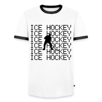 Hockey sur glace - T-shirt contrasté Homme - blanc/noir - Devant - AI Model Female 172 light (172cm) & AI Model Male 178 dark (178cm)