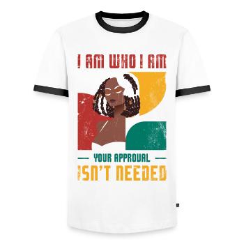 I am who I am, your consent will not - Men's Ringer Shirt - white/black - Front - AI Model Female 172 light (172cm) & AI Model Male 178 dark (178cm)
