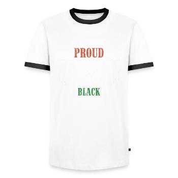 Fier Hbcu-Black pour les fiers Afro-Américains - T-shirt contrasté Homme - blanc/noir - Devant - AI Model Female 172 light (172cm) & AI Model Male 178 dark (178cm)