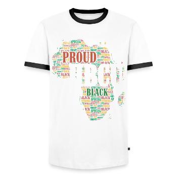 Fier Hbcu-Black pour les fiers Afro-Américains - T-shirt contrasté Homme - blanc/noir - Devant - AI Model Female 172 light (172cm) & AI Model Male 178 dark (178cm)