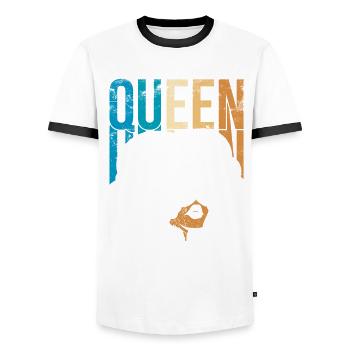 Queen For Pride Black African American Woman - Men's Ringer Shirt - white/black - Front - AI Model Female 172 light (172cm) & AI Model Male 178 dark (178cm)