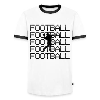 football rugby - Men's Ringer Shirt - white/black - Front - AI Model Female 172 light (172cm) & AI Model Male 178 dark (178cm)