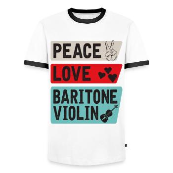 Baritone Violin Instrument Orchestra - Men's Ringer Shirt - white/black - Front - AI Model Female 172 light (172cm) & AI Model Male 178 dark (178cm)