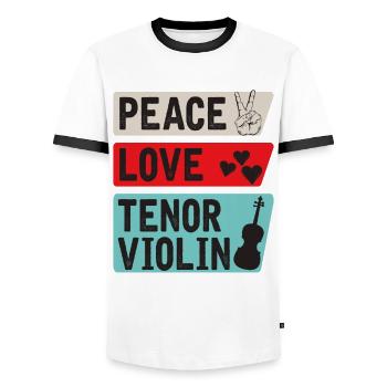Tenor Violin Musical Instrument Viola - Men's Ringer Shirt - white/black - Front - AI Model Female 172 light (172cm) & AI Model Male 178 dark (178cm)