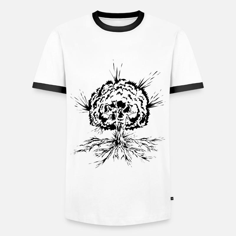Tree with roots - Men's Ringer Shirt - white/black