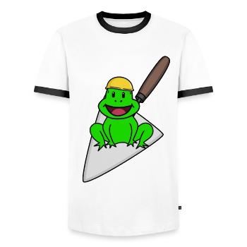 Handwerker Frosch Maurer Maurerkelle Baustelle Bau - Männer Kontrast-T-Shirt - Weiß/Schwarz - Vorne - AI Model Female 172 light (172cm) & AI Model Male 178 dark (178cm)