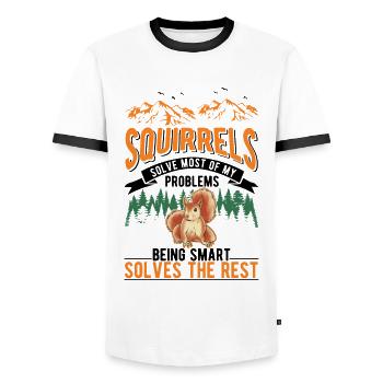 Squirrel Gift Grey Squirrel - Men's Ringer Shirt - white/black - Front - AI Model Female 172 light (172cm) & AI Model Male 178 dark (178cm)