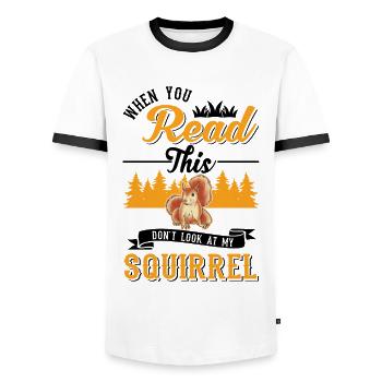 Squirrel Gift Grey Squirrel - Men's Ringer Shirt - white/black - Front - AI Model Female 172 light (172cm) & AI Model Male 178 dark (178cm)