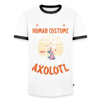 Halloween Axolotl Citrouille Halloween Yard - T-shirt contrasté Homme - blanc/noir - Devant - AI Model Female 172 light (172cm) & AI Model Male 178 dark (178cm)