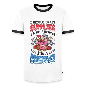 I Rescue Craft Supplies I'm Not A Hoarder Crafter - Men's Ringer Shirt - white/black - Front - AI Model Female 172 light (172cm) & AI Model Male 178 dark (178cm)