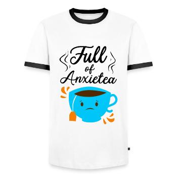 Full Of Anxiety Tea Lover Tea Drinker Cup Of Tea B - Männer Kontrast-T-Shirt - Weiß/Schwarz - Vorne - AI Model Female 172 light (172cm) & AI Model Male 178 dark (178cm)