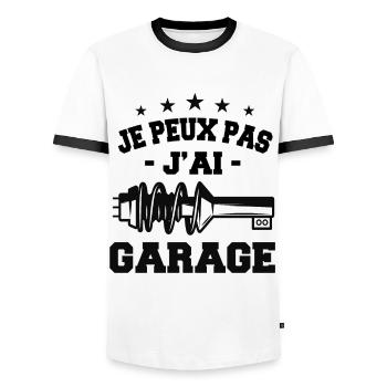 Je Peux Pas J'Ai Garage - T-shirt contrasté Homme - blanc/noir - Devant - AI Model Female 172 light (172cm) & AI Model Male 178 dark (178cm)