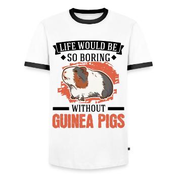 Cochon d’Inde Cadeau Cochon d’Inde - T-shirt contrasté Homme - blanc/noir - Devant - AI Model Female 172 light (172cm) & AI Model Male 178 dark (178cm)