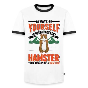 Soyez toujours vous-même Sauf si vous pouvez être un hamster - T-shirt contrasté Homme - blanc/noir - Devant - AI Model Female 172 light (172cm) & AI Model Male 178 dark (178cm)