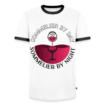 Sommelier Wine Drinking Tasting - Männer Kontrast-T-Shirt - Weiß/Schwarz - Vorne - AI Model Female 172 light (172cm) & AI Model Male 178 dark (178cm)