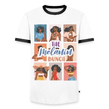 The Melanin Bundle For Proud African Americans - Men's Ringer Shirt - white/black - Front - AI Model Female 172 light (172cm) & AI Model Male 178 dark (178cm)