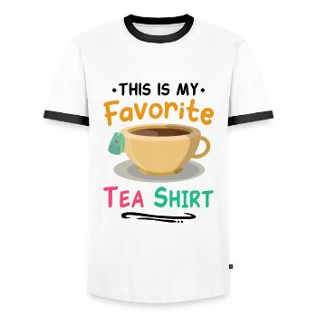 This Is My Favorite Tea Shirt Tea Lover Tea Drinke - Männer Kontrast-T-Shirt - Weiß/Schwarz - Vorne - AI Model Female 172 light (172cm) & AI Model Male 178 dark (178cm)