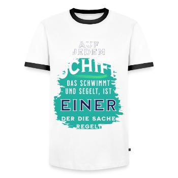 Segeln Segelboot Segler Boot Skipper Geschenk - Männer Kontrast-T-Shirt - Weiß/Schwarz - Vorne - AI Model Female 172 light (172cm) & AI Model Male 178 dark (178cm)
