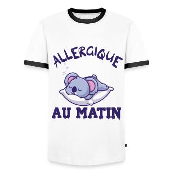 allergique au matin - T-shirt contrasté Homme - blanc/noir - Devant - AI Model Female 172 light (172cm) & AI Model Male 178 dark (178cm)