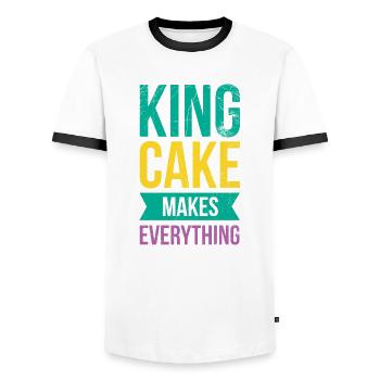 King Cake rend tout meilleur pour Baker Or - T-shirt contrasté Homme - blanc/noir - Devant - AI Model Female 172 light (172cm) & AI Model Male 178 dark (178cm)