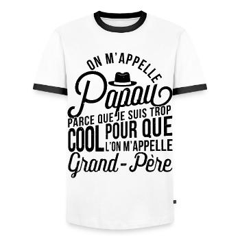 Papou Fete Des Grand Pères Papy - T-shirt contrasté Homme - blanc/noir - Devant - AI Model Female 172 light (172cm) & AI Model Male 178 dark (178cm)