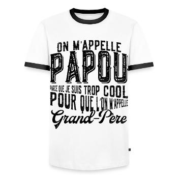 Papou Fete Des Grand Pères Papy - T-shirt contrasté Homme - blanc/noir - Devant - AI Model Female 172 light (172cm) & AI Model Male 178 dark (178cm)