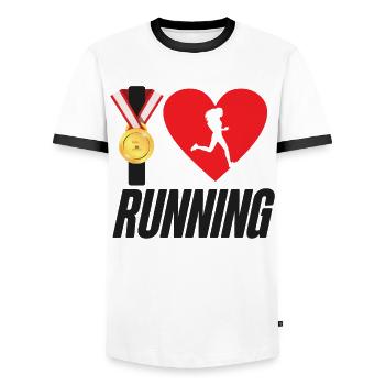 Running Runner Half Marathon Heart - Männer Kontrast-T-Shirt - Weiß/Schwarz - Vorne - AI Model Female 172 light (172cm) & AI Model Male 178 dark (178cm)