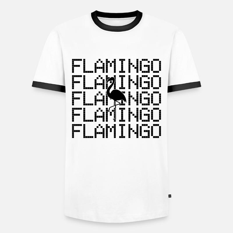 Flamingo - Männer Kontrast-T-Shirt - Weiß/Schwarz