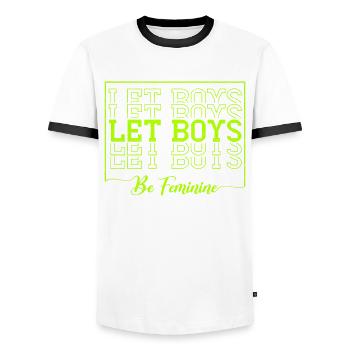 Leave Boys Feminine Design For Feminists - Men's Ringer Shirt - white/black - Front - AI Model Female 172 light (172cm) & AI Model Male 178 dark (178cm)