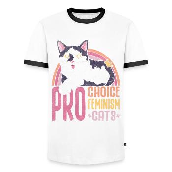 Pro Choice Feminism Cats Design For - Men's Ringer Shirt - white/black - Front - AI Model Female 172 light (172cm) & AI Model Male 178 dark (178cm)