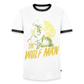 La conception de Wolf Man pour les films de loups-garous et les loups - T-shirt contrasté Homme - blanc/noir - Devant - AI Model Female 172 light (172cm) & AI Model Male 178 dark (178cm)