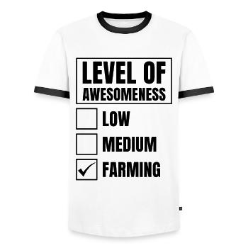 Level Of Awesomeness Low Medium Farmer Agriculture - Männer Kontrast-T-Shirt - Weiß/Schwarz - Vorne - AI Model Female 172 light (172cm) & AI Model Male 178 dark (178cm)