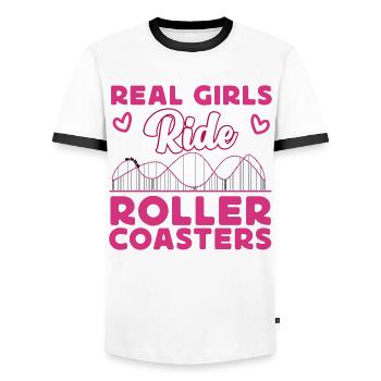 Roller Coaster Girl Real Girls - Männer Kontrast-T-Shirt - Weiß/Schwarz - Vorne - AI Model Female 172 light (172cm) & AI Model Male 178 dark (178cm)