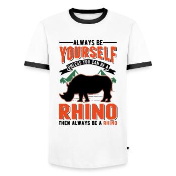 Nashorn Rhino Rhinozeros - Männer Kontrast-T-Shirt - Weiß/Schwarz - Vorne - AI Model Female 172 light (172cm) & AI Model Male 178 dark (178cm)