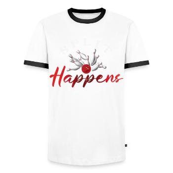 Bowl Design Bowling Player Sport For Bowlers - Men's Ringer Shirt - white/black - Front - AI Model Female 172 light (172cm) & AI Model Male 178 dark (178cm)