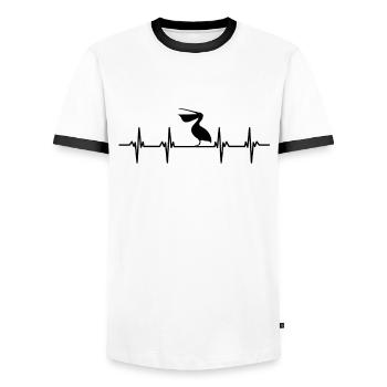 Pelikane großer Schnabel Vogel Fliegen Pelikan - Männer Kontrast-T-Shirt - Weiß/Schwarz - Vorne - AI Model Female 172 light (172cm) & AI Model Male 178 dark (178cm)