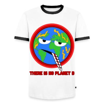 Changement climatique Il n’y a pas de planète B - T-shirt contrasté Homme - blanc/noir - Devant - AI Model Female 172 light (172cm) & AI Model Male 178 dark (178cm)