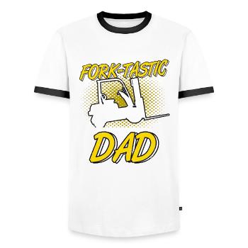 Forklift Driver Forklift Fork-Tastic Dad - Men's Ringer Shirt - white/black - Front - AI Model Female 172 light (172cm) & AI Model Male 178 dark (178cm)