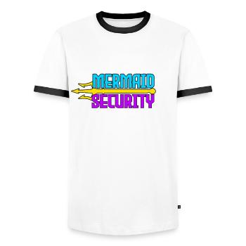 Mermaid Security Meerjungfrau - T-shirt contrasté Homme - blanc/noir - Devant - AI Model Female 172 light (172cm) & AI Model Male 178 dark (178cm)