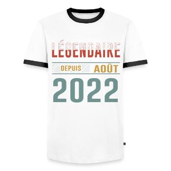 Légendaire Depuis Août 2022 Anniversaire Cadeau - T-shirt contrasté Homme - blanc/noir - Devant - AI Model Female 172 light (172cm) & AI Model Male 178 dark (178cm)