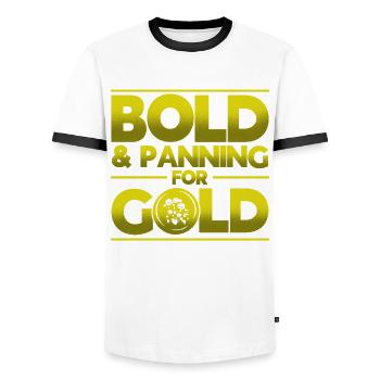 Gold Panner Gold Miner Gold Digger Gift - Men's Ringer Shirt - white/black - Front - AI Model Female 172 light (172cm) & AI Model Male 178 dark (178cm)