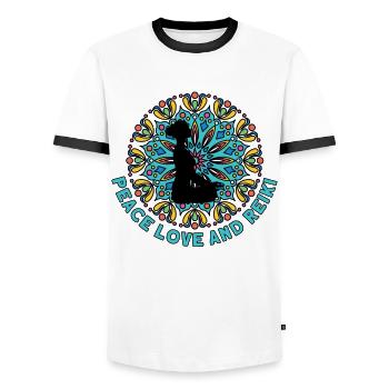 Reiki Symbol Reiki Master Reiki Crystal Gift - Men's Ringer Shirt - white/black - Front - AI Model Female 172 light (172cm) & AI Model Male 178 dark (178cm)