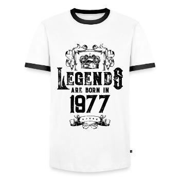 1977 légendes anniversaire - T-shirt contrasté Homme - blanc/noir - Devant - AI Model Female 172 light (172cm) & AI Model Male 178 dark (178cm)