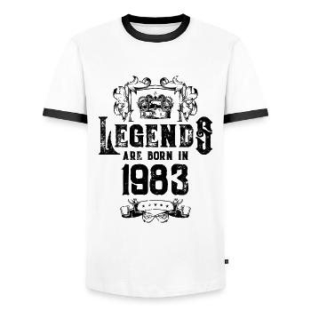 1983 légendes anniversaire - T-shirt contrasté Homme - blanc/noir - Devant - AI Model Female 172 light (172cm) & AI Model Male 178 dark (178cm)