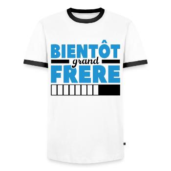 Bientôt Grand-frère - T-shirt contrasté Homme - blanc/noir - Devant - AI Model Female 172 light (172cm) & AI Model Male 178 dark (178cm)